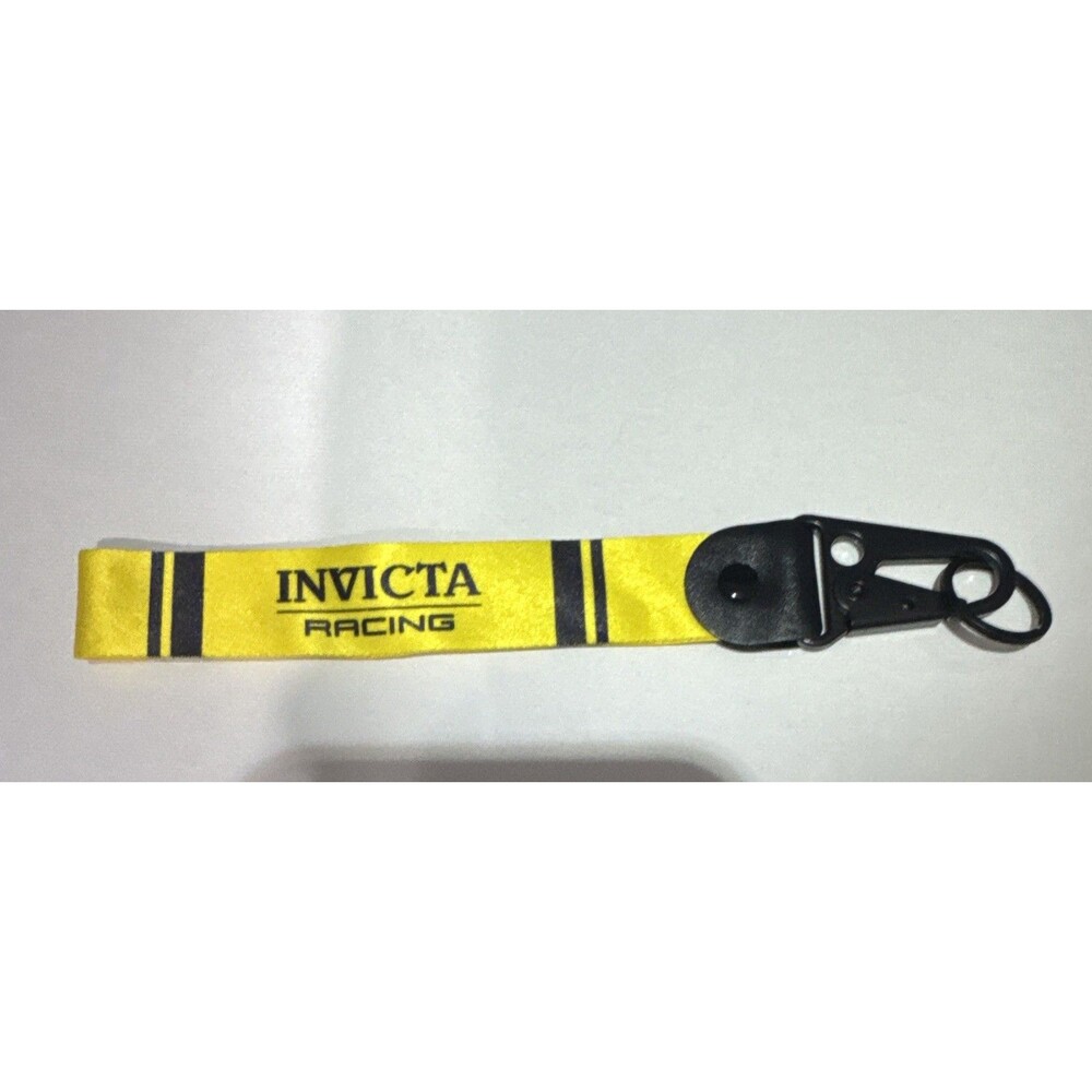 Invicta Leather Keychain Black Yellow Lever Clip Luxury EDC Key Holder